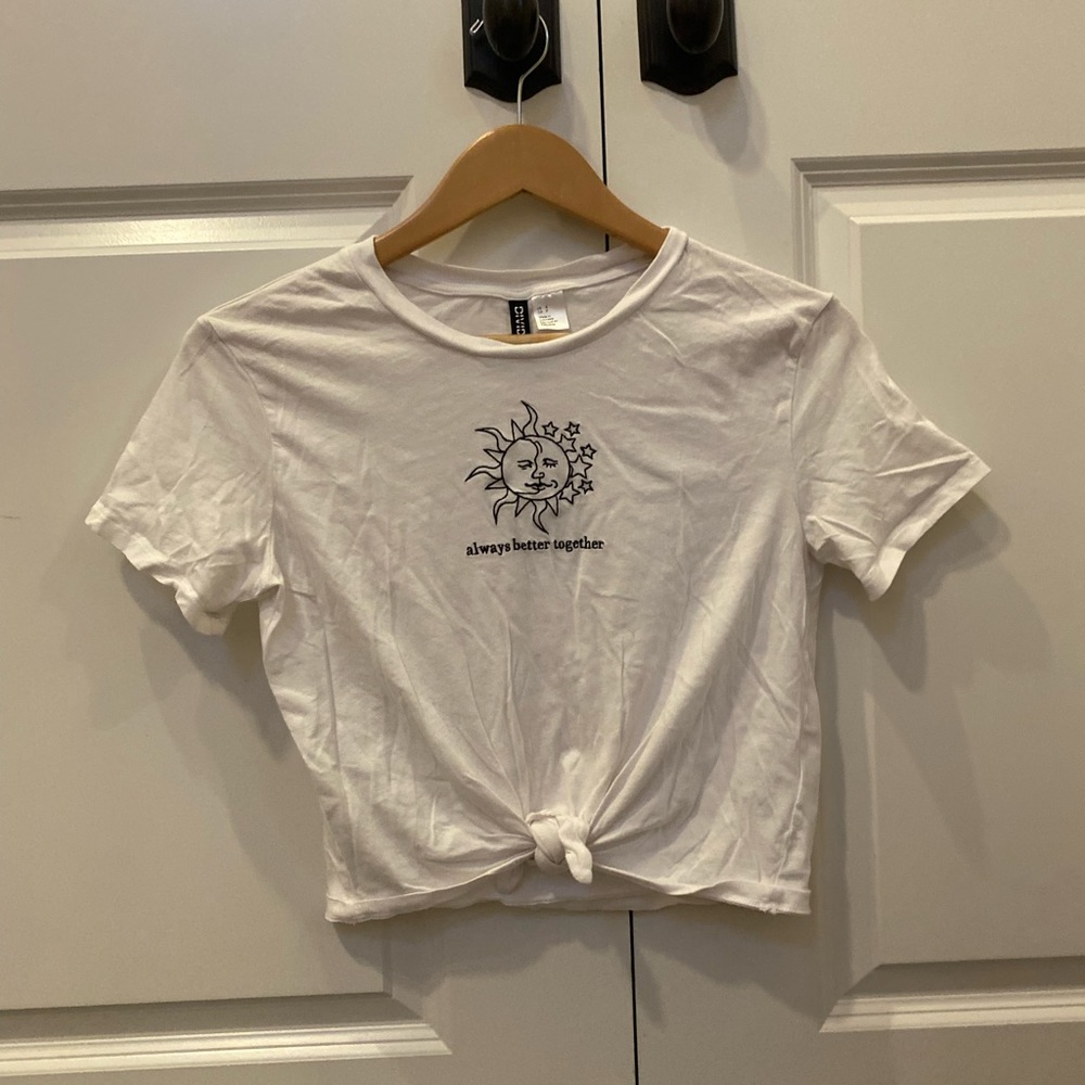Cute white astrology cropped tshirt